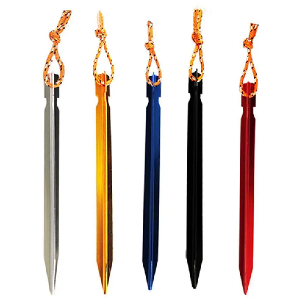 

40%HOT 7 Inches Aluminium Alloy Tent Stakes Pegs with Reflective Rope Outdoors Tool