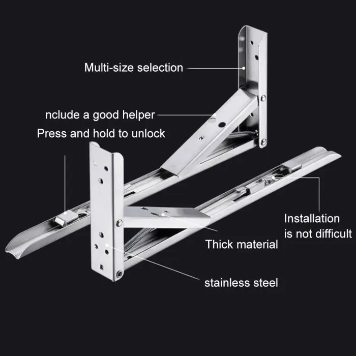 1 Pair Stainless Steel Folding Table Bracket Shelf Bench Heavy Duty 75KG Load SLC88