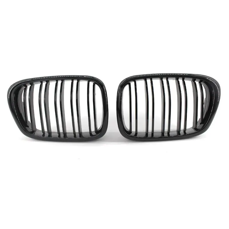 

2PCS Gloss Black Grill Double Slat Front Kidney Grilles for B-MW 5 Series E39 99-03 518 520 523 525 528 530