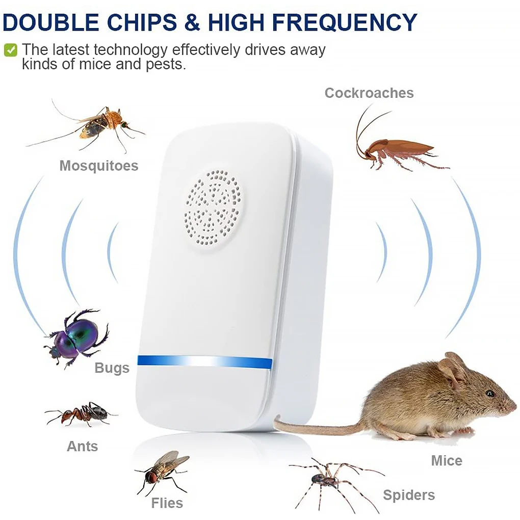 

Home Office Electronic Ultrasonic Repellent Indoor Control Bug Insect Mouse Scarer Repellent For Kitchen Warehouse 4Pcs US Plug