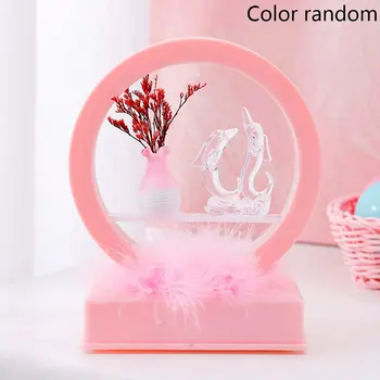 

1pcs Creative Dolphin Night Light Ornaments Round Music Box Girls Home Room Decoration Ornaments Random Color