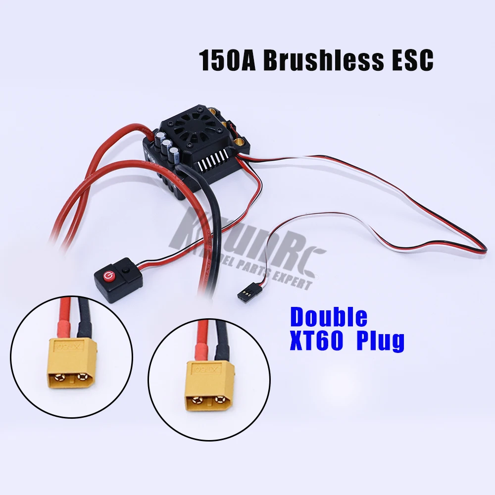 Double XT60 plug WP-Max8-RTR 150A Водонепроницаемый бесщеточный ESC штекер TRX для RC 1/8 Traxxas E-REVO Traxxas на высшем уровне дикари Thunder Tiger - Цвет: Double XT60 plug