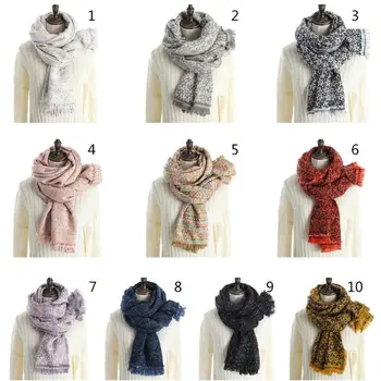 

200x70cm Fresh Style Women Winter Pashmina Warm Shawl Wraps Colorful Plaid Weave Knitted Large Scarves Fringed Tassels Blanket