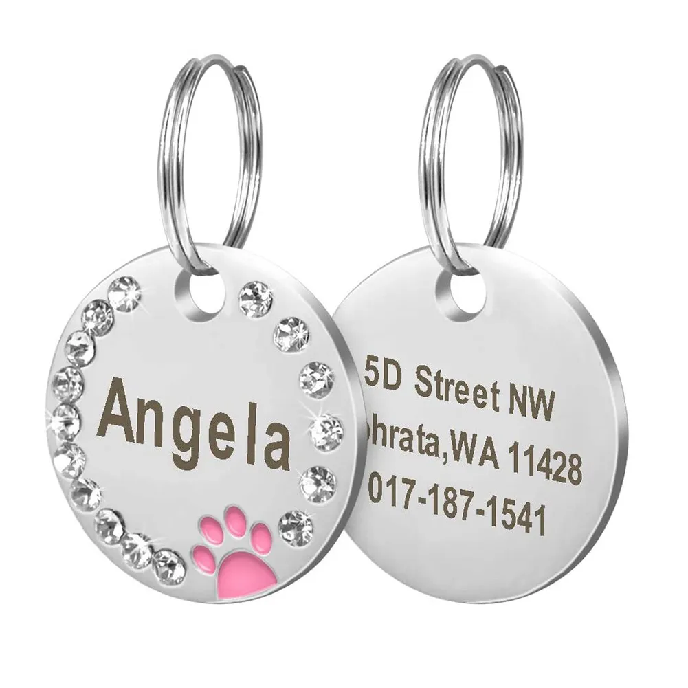 Etiqueta personalizada para perro, cachorro, gato, identificación, grabado, Collar para perro, accesorios, dirección personalizada, etiqueta de nombre para perros y gatos