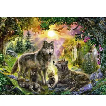 

5D DIY Diamond Embroidery Wolves Family Diamond Painting Cross Stitch Rhinestone Mosaic