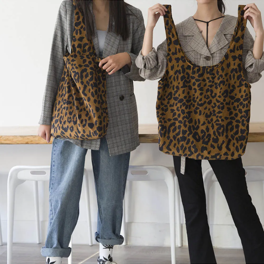 Модный детский костюм леопардовой расцветки; складная сумка для покупок Портативный Для женщин Дорожная сумка-тоут сумка на одно плечо, H66