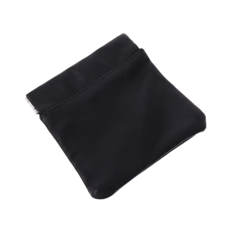 

1Pc Men Ladies Genuine Leather Coin Pouch Snap Top Purse Strong Metal Spring Closure Small Change Bag Hot