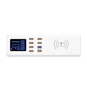 

QI Wireless Charger Quick Charge 3.0 Smart USB Charger Station HUB Led Display Fast Charging Power Adapter For iPhone Samsung Hu