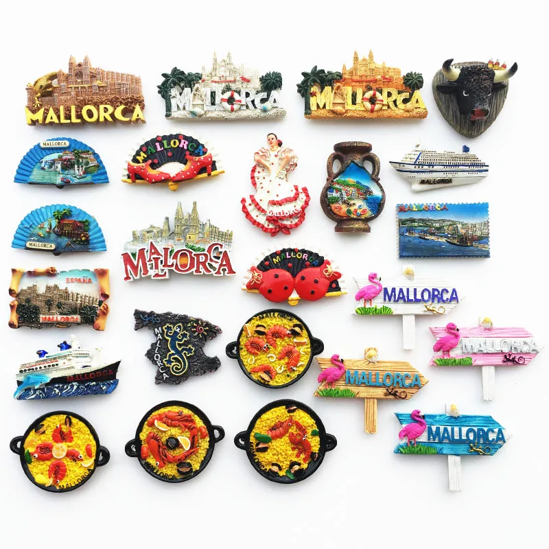 Europe Spain Mallorca 3D Fridge Magnets Tourist Souvenir Decoration Articles Handicraft Magnetic Refrigerator Collection Gifts russia 3d cartoon animal characters refrigerator magnets fridge sticker fridge magnetic decoration articles handicraft