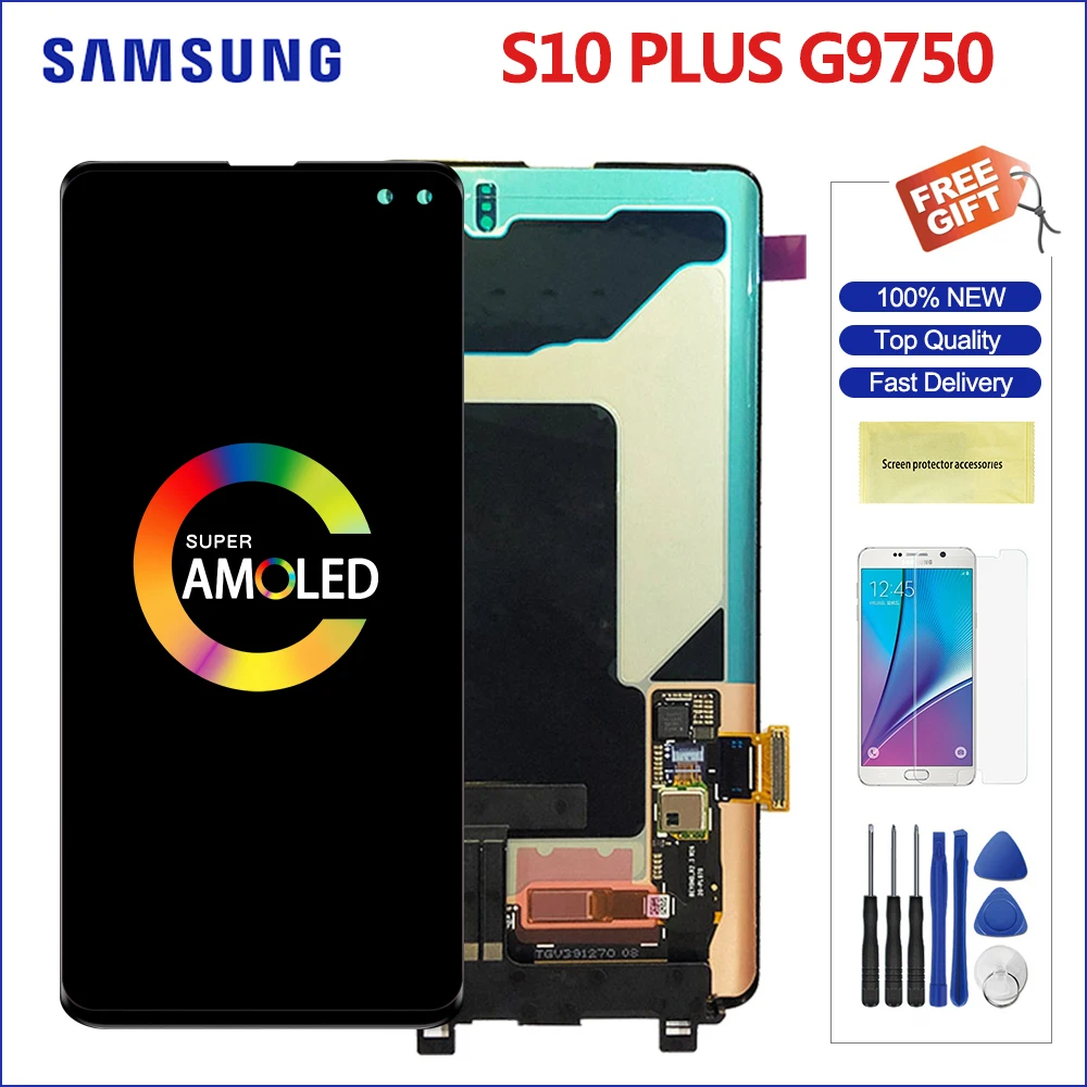 Оригинальный динамический AMOLED экран для 6 4 &quotSamsung Galaxy S10 + Plus ЖК дисплей рамка