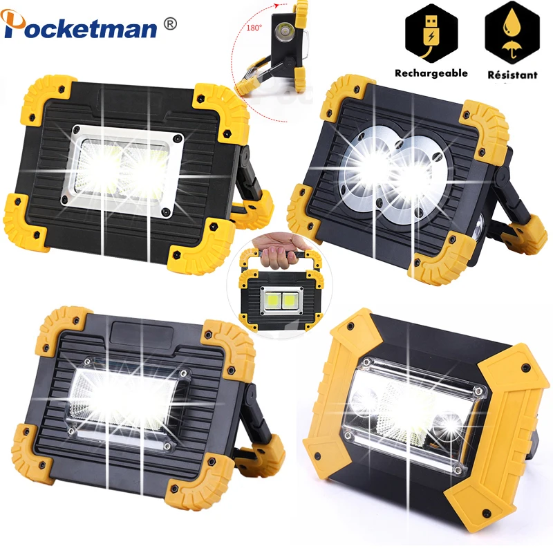 50W Rechargeable COB LED Cordless Thin Portable Work Site Flood Light Camping