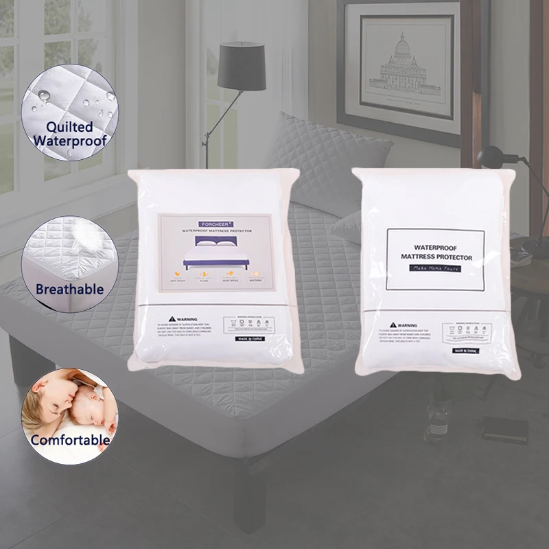 

Qulited Waterproof Bed Cover Mattress Protector Breathable Anti Mite Waterproof Bed Sheet for Mattress Topper Queen with Elastic