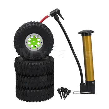 

Mxfans 4 x RC1:10 Crawler Car Inflatable Tyres & Green Plastic Wheel Rims Kit
