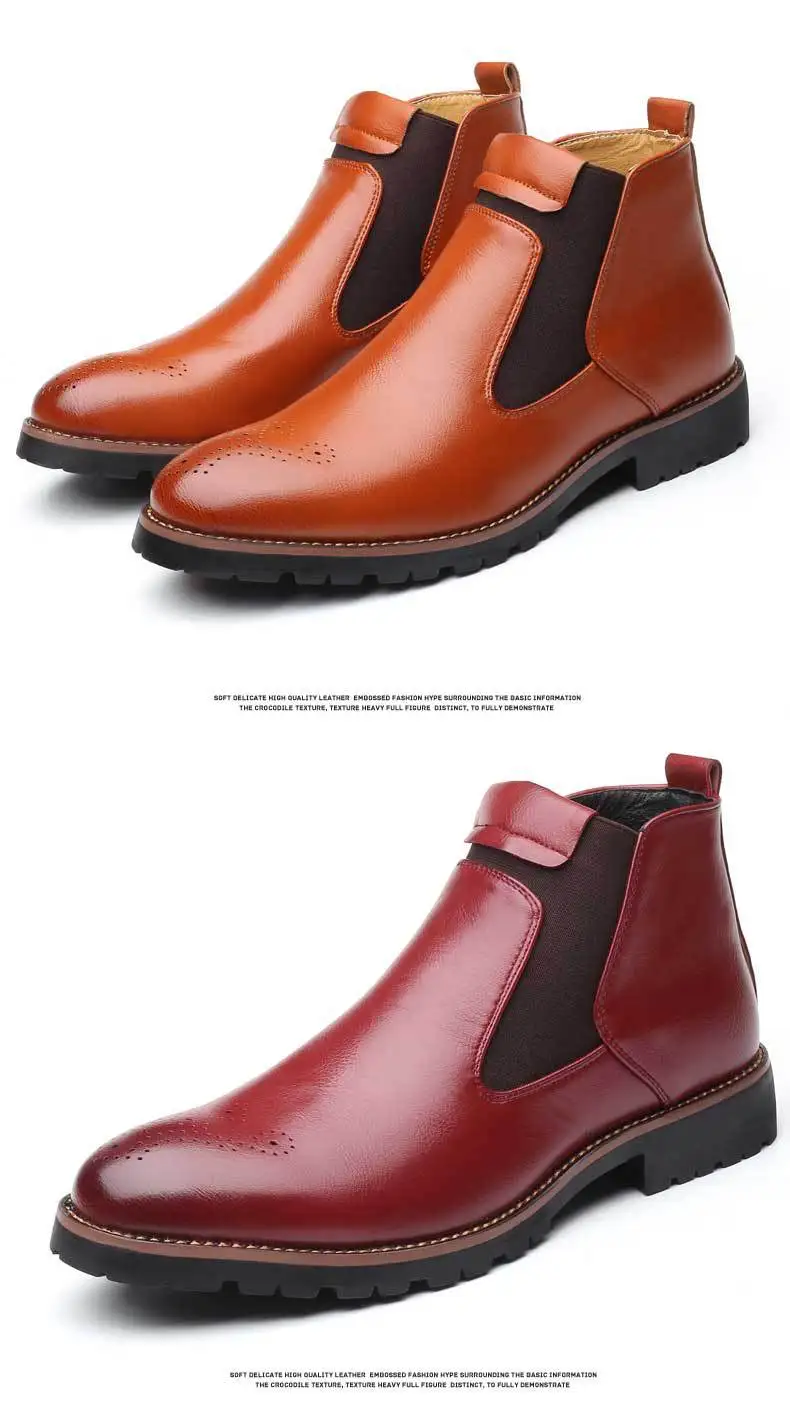 Новинка; мужские ботинки «Челси»; ботильоны; модная брендовая мужская повседневная обувь в деловом стиле; Мужская обувь из натуральной кожи в британском стиле с высоким берцем; 2A