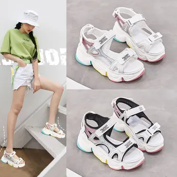 

Yiluan Platform Sandals Buckle 2020 Summer New Korean Velcro Design Cross Trend Ins Increase Casual Women Sandals Velcro Sports