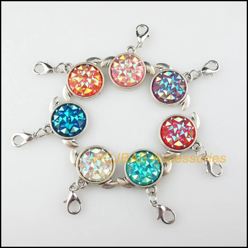 

7 New Angel Mixed Charms Resin Frame Pendants With Lobster Claw Clasps Tibetan Silver Plated 20x24mm