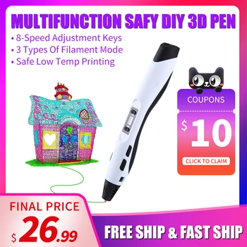 

3D Printing Pens 3D Pens Professional Support 1.75 PLA PCL ABS Filament 3 D Pen Christmas Gift For kids