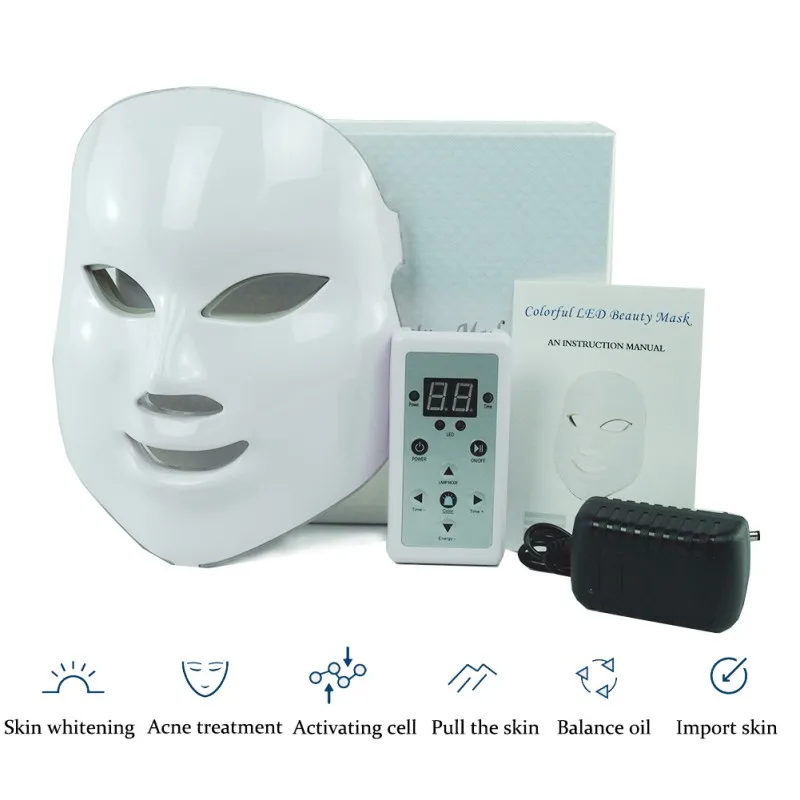 Светодиодный маска для лица, удаление морщин, акне, уход за лицом, спа-терапия, фотонный светильник, инструмент для омоложения кожи, 7 цветов, S1