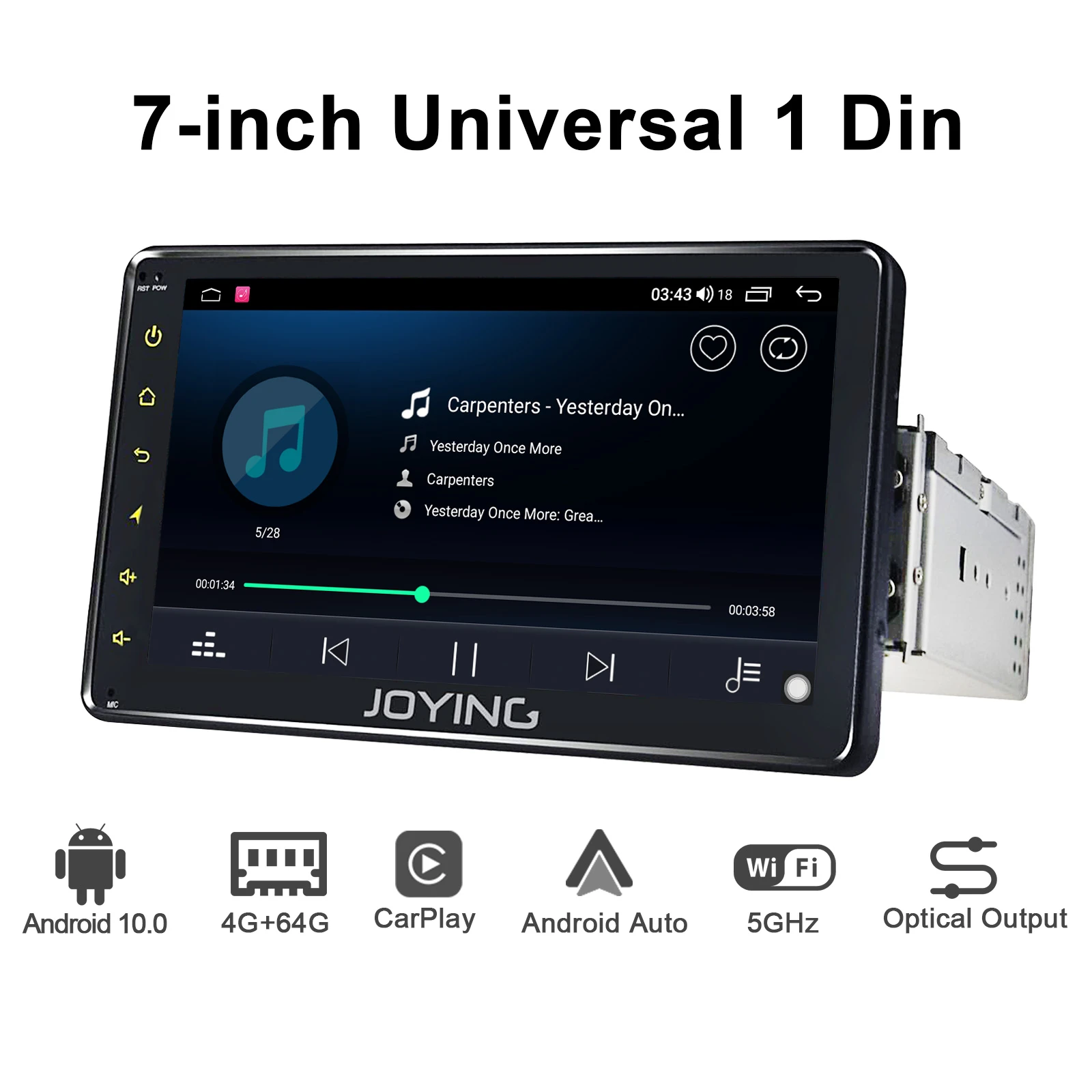 monster koppel Clip vlinder JOYING 1DIN Android 10.0 Universal 7" Car Radio Stereo Octa Core Head Unit  GPS Navigation 4GB+64GB GPS support 4G DSP autoradio|head unit|1 din 71 din  - AliExpress