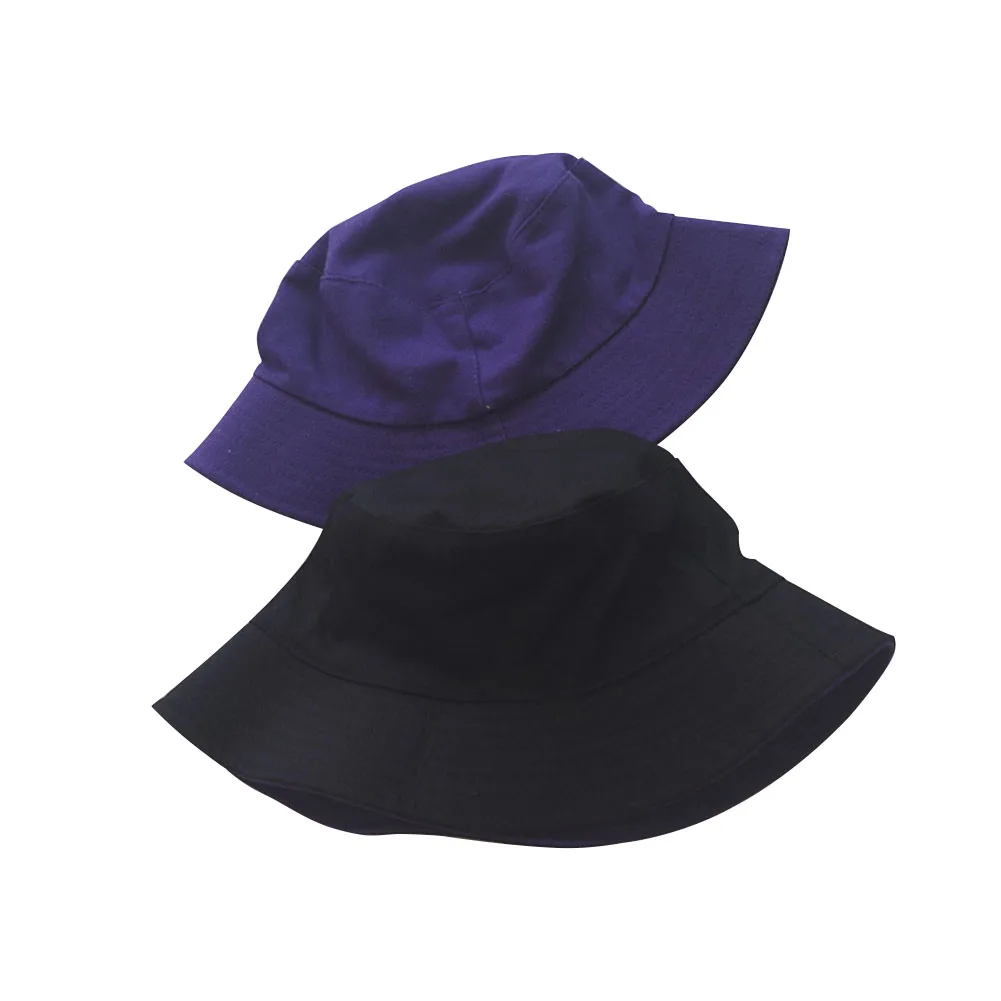 Purple And Black Короб со створками от солнца Двусторонняя Повседневная летняя пляжная широкополая Складная УФ-защита Рыбацкая шляпа - Цвет: Purple And Black