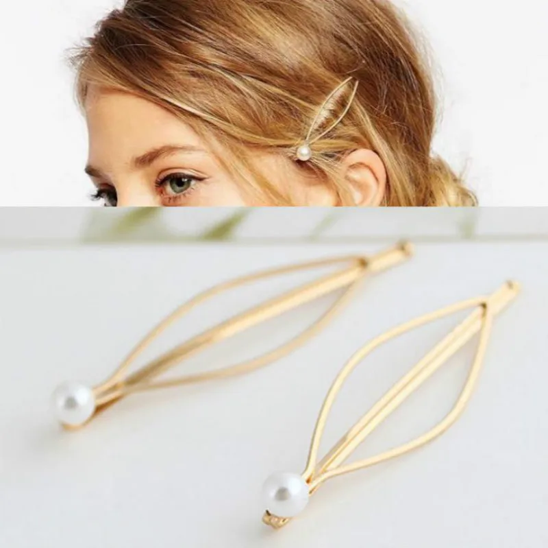 Fashion Pearl Lady Gold Hair Clip Elegant Hair Pieces Barber Shop Skin