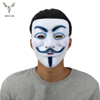 

Waylike Halloween Clown Mask LED Masks PVC Mask Neon Light Mask With Steady On Blue Flashing Glowing Party Mask