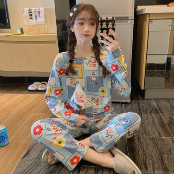 

Women 2020 Winter Pajamas Set Cartoon Minnie Girl Sleepwear Pijama Long Women Pyjamas Suit Female Clothing Set Nightwear