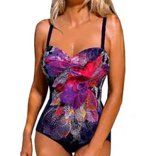 Сексуальный купальник с цветочным принтом, закрытый купальник большого размера, одежда для плавания размера плюс, пуш-ап, купальный костюм для женщин, пляжный бассейн