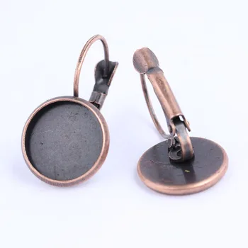 

onwear 30pcs red copper lever back earring base blanks 12mm cabochon bezel setting blanks diy earrings supplies