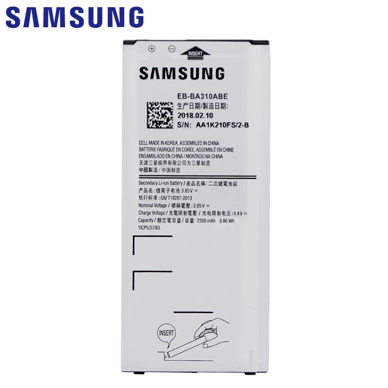 Оригинальная Аккумуляторная батарея SAMSUNG 2300 мАч для Samsung Galaxy A3 2016 A310 A310F A310M A310Y