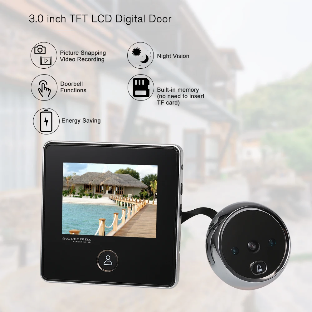 

3.0 TFT LCD Digital Door Eye Peephole Viewer Doorbell Camera IR Night Vision Photo Taking Super Long Standby for Home Security