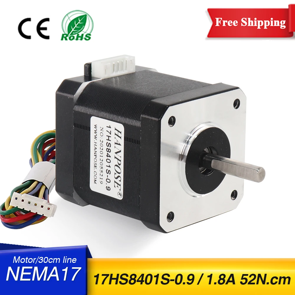 4-проводной шаговый двигатель Nema17 48 мм 78Oz-in 42BYGH 1.8A 52n cm 0 9 градусов 17hs8401s-0. 12 В 5 шт. |