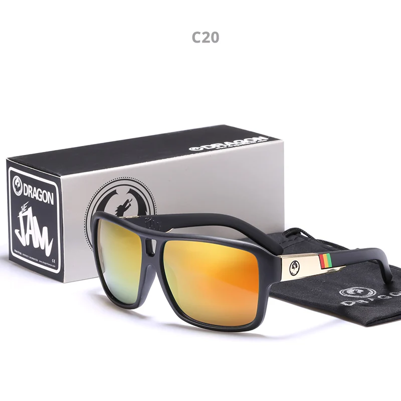 Зеркальные линзы для мужчин дракон фирменный дизайн вождения Рыбалка солнцезащитные очки Квадратные очки для мужчин UV400 летние оттенки очки