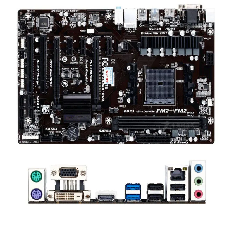Для Gigabyte GA-F2A88X-HD3 компьютера USB3.0 SATAIII материнская плата FM2 + DDR3 A88X б/у для