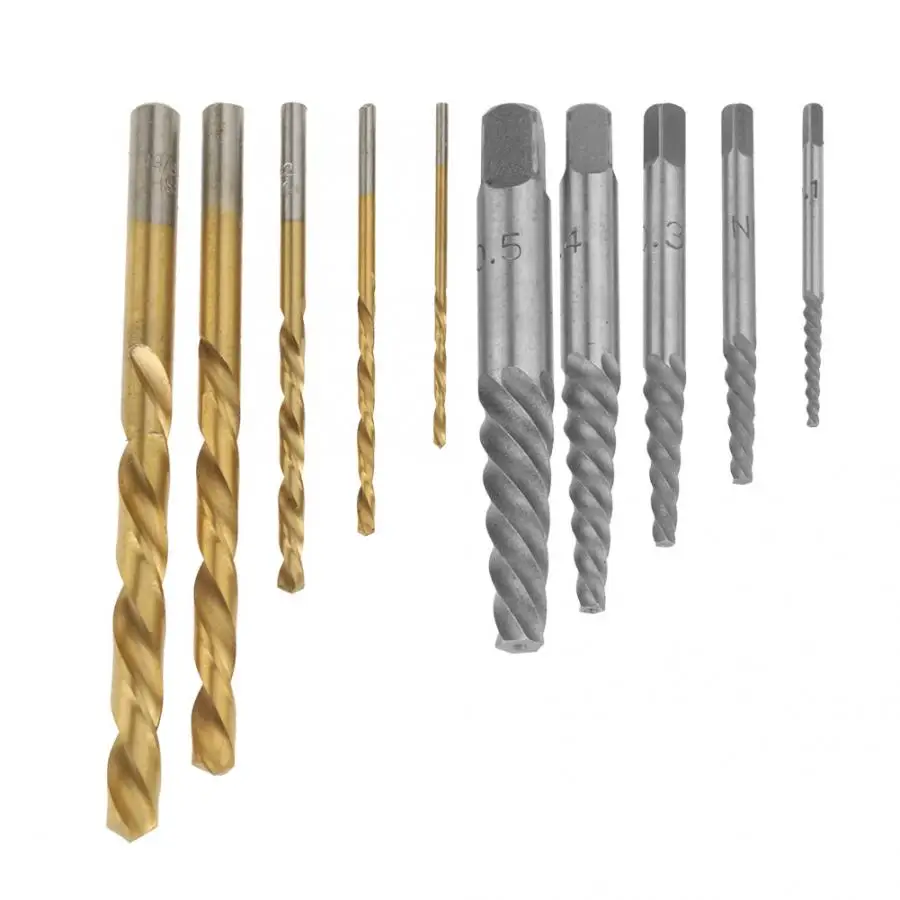 

10Pcs Screw Extractor and Left Hand Cobalt Drill Bits Set Bolt Remover Easy Out Kit Left Hand Drill Bits