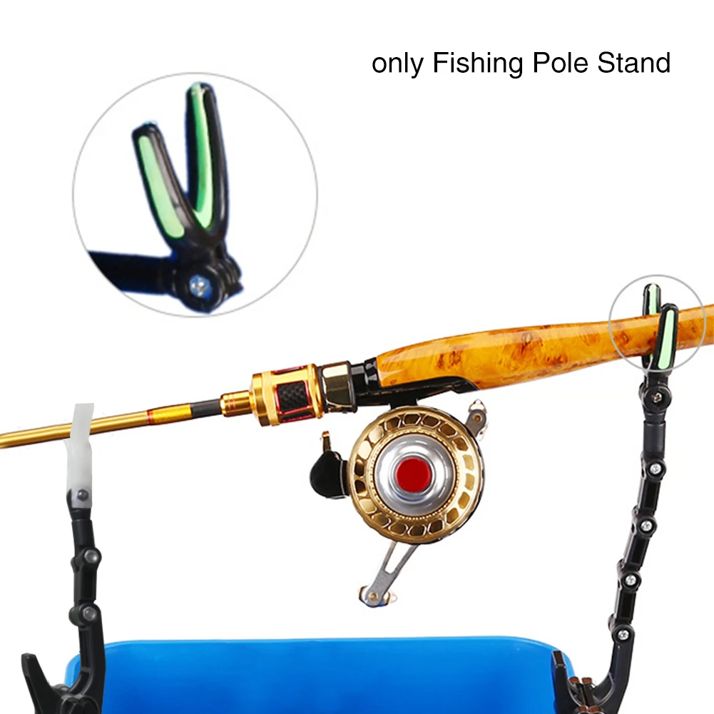 

Reduce Fatigue Fishing Pole Stand Luminous Anti Slip Black Bracket Portable Adjustable Holder Rack Retractable With Clip Support