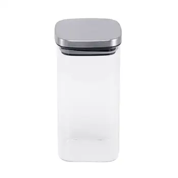 

1Pc Storage Jar Stainless Steel Cover Handy Practical Grain Container Empty Storage Bottle Tea Glass Jar For Kitchen Home