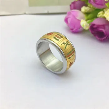 

Personality Rotation Mahjong 14K Gold Ring for Men Birthday Special Gift with Creative Words Pattern Ornament Hand Jewelry Male