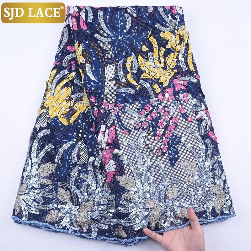 Кружево высокого качества SJD африканская восковая сетчатая кружевная ткань с