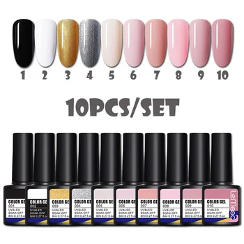 

6/10Pcs LEMOOC 8ml UV Gel Polish Set Nail Kits New Design Nails Semi Permanent Soak Off Nail Gel Vanish varnish For