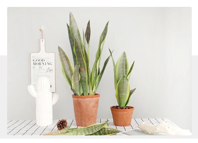 JAROWN Artificial Plants Sansevieria Branch Bonsai Decoration Fake Flower Plastic Tiger Piran Leaves Plants Home Garden Decors Office Decorative (14)