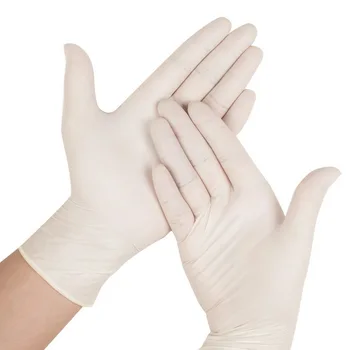 

100pcs Disposable Latex Gloves White Non-Slip Acid and Alkali Laboratory Rubber Latex Gloves Household Cleaning Products