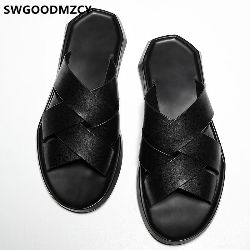 Mens Slippers Outdoor Summer Shoes Open Shoes Men Beach Slippers Female+shoes Slides Men Leather Slippers Zapatos De Hombre Buty Mens Slippers Outdoor Summer Shoes Open Shoes Men Beach Slippers Female+shoes Slides Men Leather Slippers Zapatos De Hombre Buty