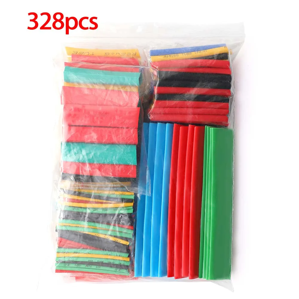 328 pcs polyolefin set shrink assorted heat shrinkable tube wire insulation cable sleeve set diy set