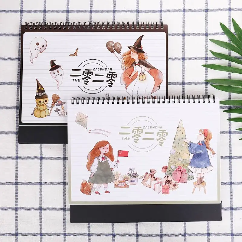 

2020 Childhood Memory Desktop Standing Coil Paper Calendar Memo Daily Schedule Table Planner Yearly Agenda Organizer