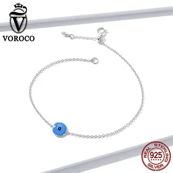 

VOROCO 925 sterling silver Eye beads strand charm bracelet for women girls lover Best gift fine jewelry