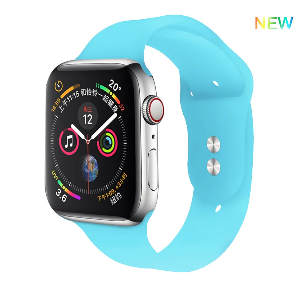 Jelly blue Силиконовый ремешок для Apple Watch 38 мм 42 мм iwatch 5 ремешок 44 мм 40 мм спортивный браслет резиновый ремешок для iwatch 4 3 2 1 - Цвет ремешка: Jelly blue