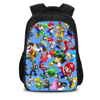 

16 inch Cartoon Mario Backpack Bookbag Teens Back to School Bags Super Mario Gifts For Boys Girls Mario Bros Birthday Mochilas