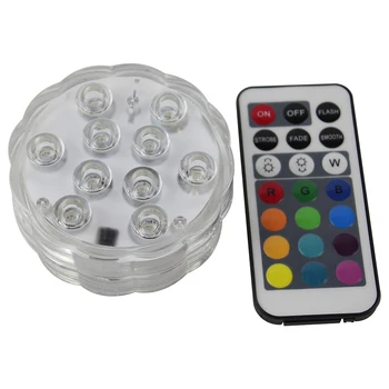 

10 LED RGB Submersible Light Remote Controlled Underwater Swimming Pool Vase Bowl Lamp Fish Tank Tub Decor Lighting