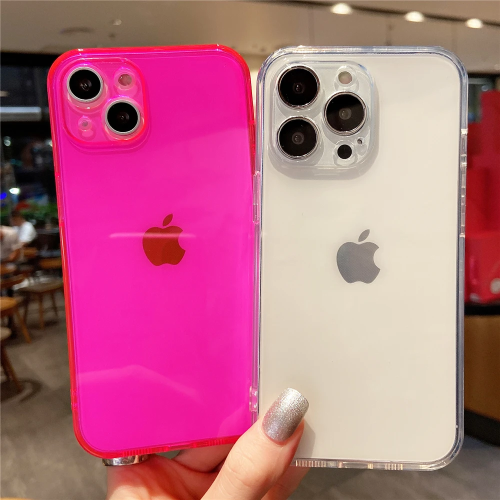 Vibrant Neon Clear Candy Color Silicone Case - Slim & Soft Design